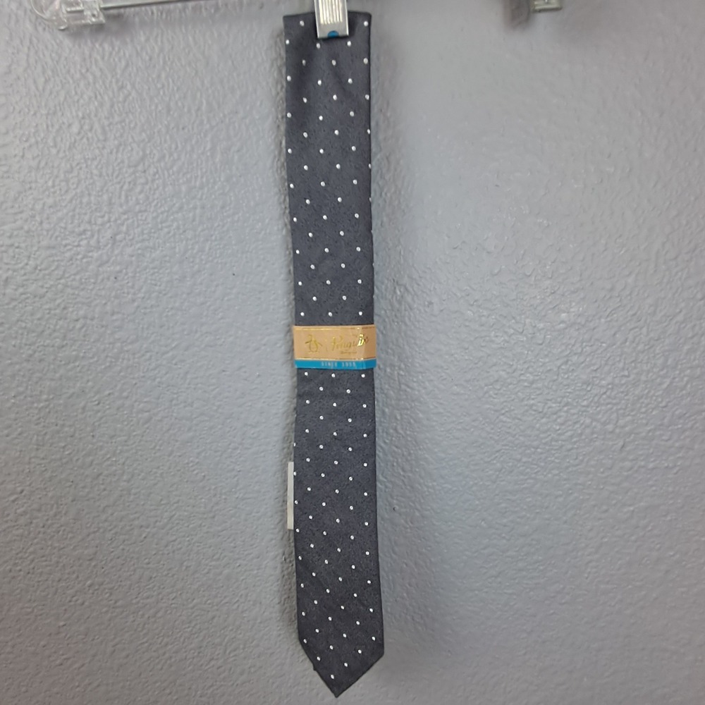 Penguin Men's Necktie Gray Polka Dot Silk Blend Tie Menswear Formal NWT